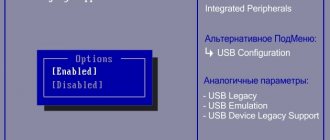Параметр - USB Legacy Support